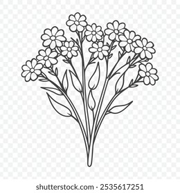 Bunch floral com flores estatice em linha detalhada ilustração vetor arte perfeito para desenhos e impressões