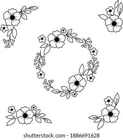 Floral Bundle , Flower Wreath Vector is suitable for t-shirt, laser cutting, sublimation, hobby, cards, invitations, website or crafts projects. Perfect for magazine, news papers, posters etc.