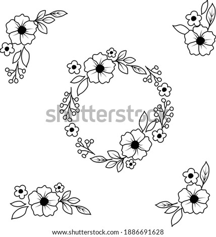 Floral Bundle , Flower Wreath Vector is suitable for t-shirt, laser cutting, sublimation, hobby, cards, invitations, website or crafts projects. Perfect for magazine, news papers, posters etc.