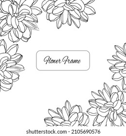 Floral buner for social tamplate. Line art flower element. 