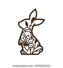 Floral bunny Laser Cut Template for Cutting machine.
