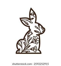 Floral bunny Laser Cut Template for Cutting machine.
