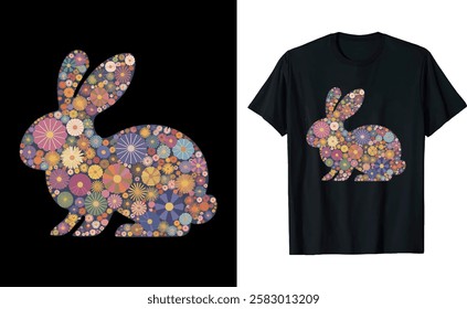 Floral Bunny Vector Art Graphic T-Shirt Design