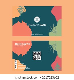 Floral business card template with modern corporate concept. creative elegant name card and business card design Premium Vector