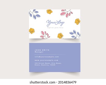 Floral Business Or Visiting Card In Front And Back Side.