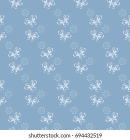 Floral butterflies pattern. Seamless texture for design fabric, paper, wrappers and wallpaper. 
