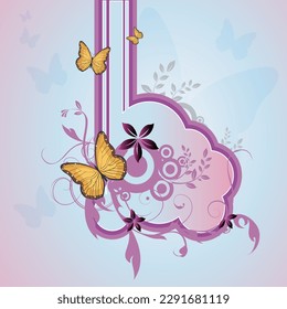 floral with butterflies vector illustration background