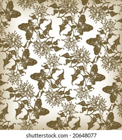 fondo floral y mariposa