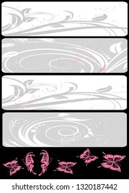 floral, butterfly banners abstract design