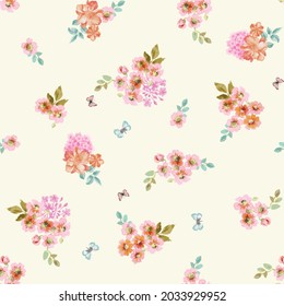 FLORAL BUTTERFLY CUTE SEAMLESS PATTERN