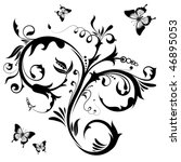 Floral with butterfly, element for design. Isolated vector illustration