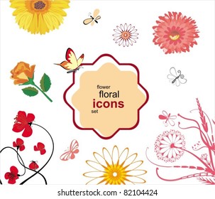 Floral & butterfly. Elements for design. Vector illustration.
