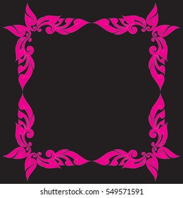 Floral Butterfly Frame vector illustration, Southeast Asia Art Design