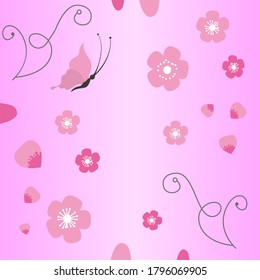 Floral and butterfly fun beauty background poster vector design illustration