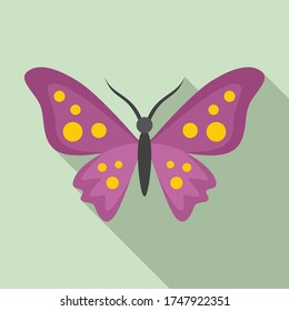 Floral butterfly icon. Flat illustration of floral butterfly vector icon for web design