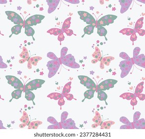 FLORAL BUTTERFLY MULTICOLOR ALL OVER PRINT SEAMLESS PATTERN VECTOR ILLUSTRATION