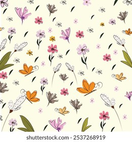 A floral and butterfly pattern Design                                                          