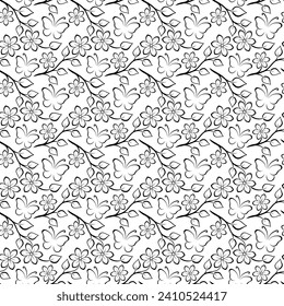 Floral and butterfly pattern vector ilustration