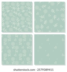 Floral Butterfly Seamless Patterns Vector