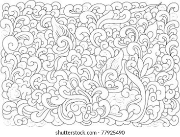 Floral b/w rectangle pattern