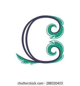 Floral C letter template.