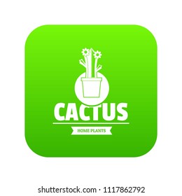 Floral cactus icon green vector isolated on white background