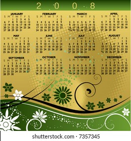 Floral Calendar for 2008. With Space reserved for logo and text.