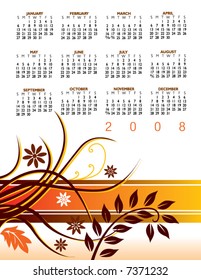 Floral Calendar for 2008. With Space reserved for logo and text.