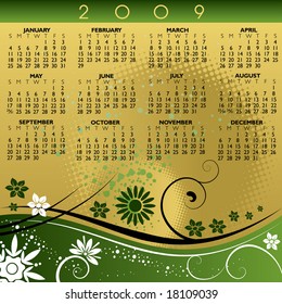 Floral Calendar for 2009. With Space for logo and text.