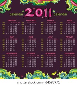 Floral calendar for 2011. Starts Sunday