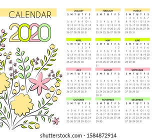 Flowers Wall Calendar 2020 