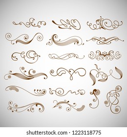 Floral calligraphic design elements and  decoration