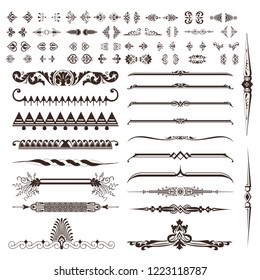 Floral calligraphic design elements and  decoration