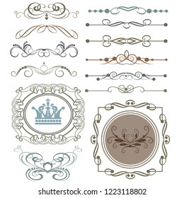 Floral calligraphic design elements and  decoration