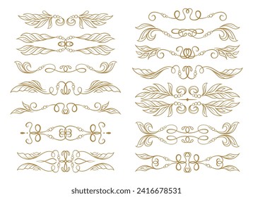 Colocación de divisores caligráficos florales. Colección de elementos decorativos de estilo vectorial retro.