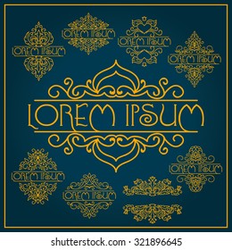 Floral calligraphic vintage frame with beautiful pattern. Elegant logo design Vector illustration