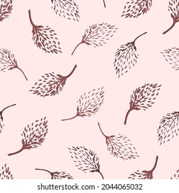 Floral calm vector seamless pattern. Panicle inflorescences on a light pink background. For printing on fabrics, textiles, wallpaper, paper. स्टॉक वेक्टर