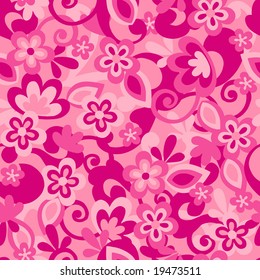 Floral Camo Background Seamless Repeat Pattern Vector Illustration