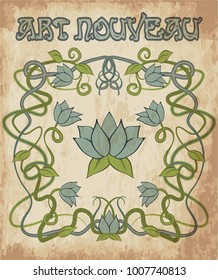 Floral card in art nouveau style, vector illustration