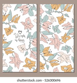 Floral card with bindweed on background.