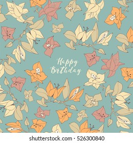 Floral card with bindweed on background.