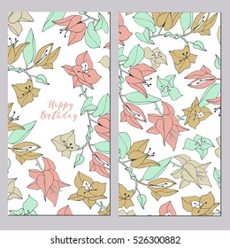 Floral card with bindweed on background.