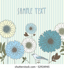 Floral card with bird
