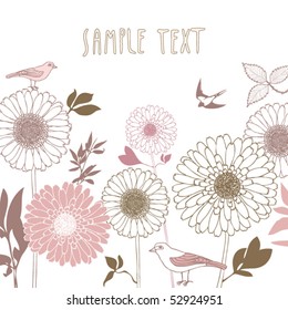 Floral card with bird