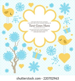 floral card with birds . can be used as a wedding invitation