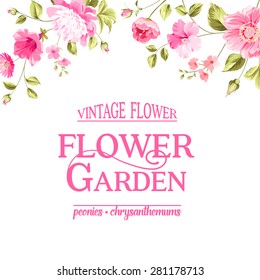 Floral card. Blooming Garden. Vector illustration.