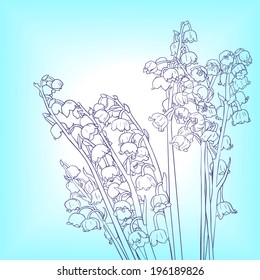 floral card with blossoms,  hand drawn vector illustration