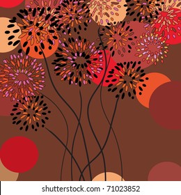 Floral card with bright dandelions