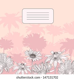 Floral card with chamomiles, vector illustration