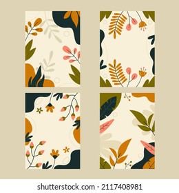 Floral card. Colorful nature flower design. Abstract geometric painting. Frame greeting flyer, booklet, brochure template. Elegant invite floral card. Flower composition card. Vector illustration.